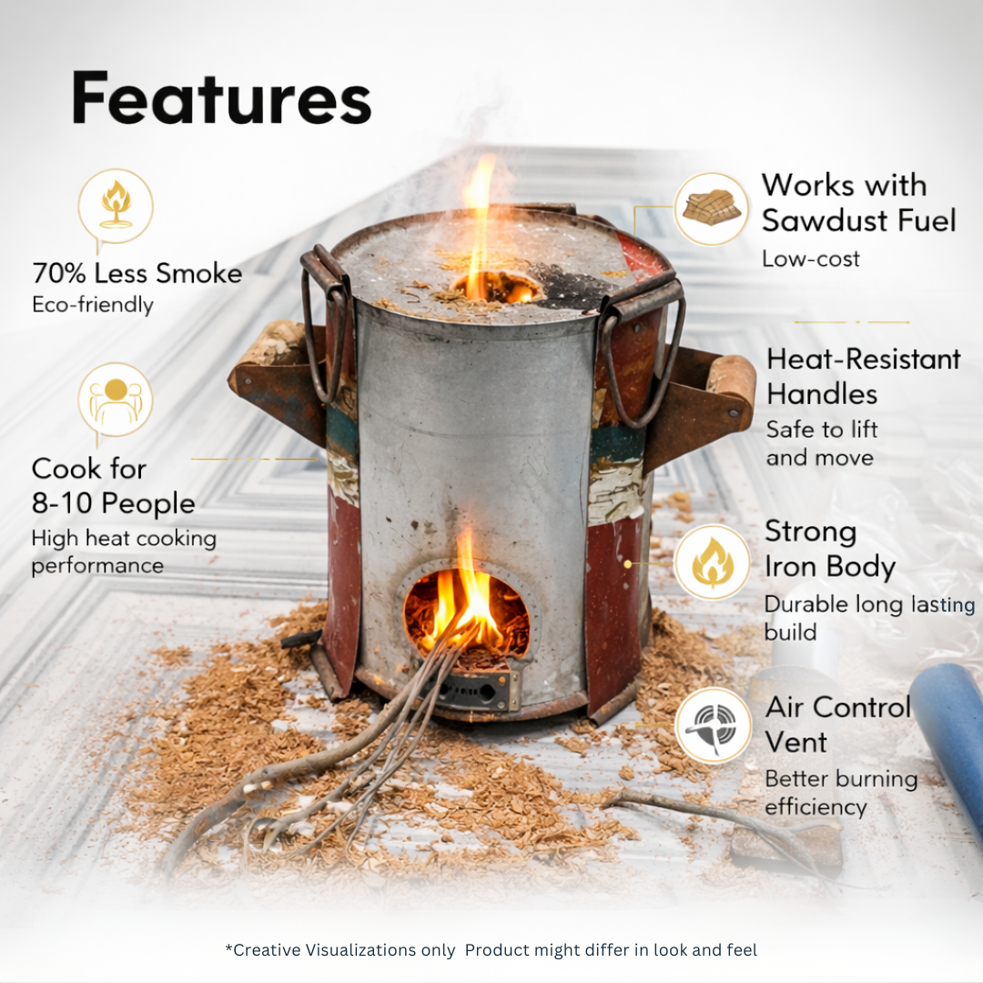 Maxfast Sawdust Fuel Saver Stove Complete Kit - Up to 48 Hours Burning