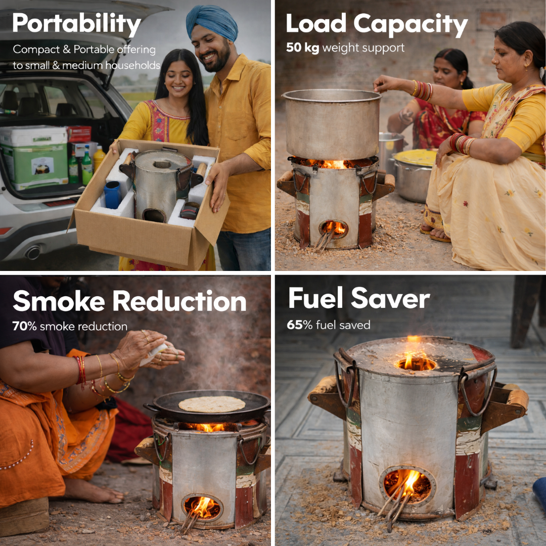 Maxfast Sawdust Fuel Saver Stove Complete Kit - Up to 48 Hours Burning